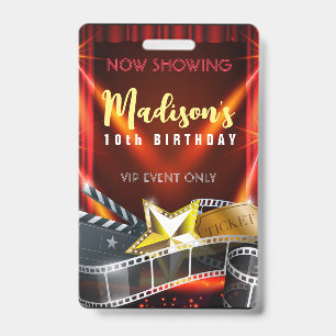 MOVIE STAR HOLLYWOOD BROADWAY Birthday VIP Pass Ba Badge