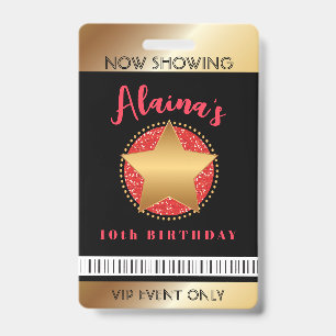 MOVIE STAR HOLLYWOOD BROADWAY Birthday VIP Pass Badge