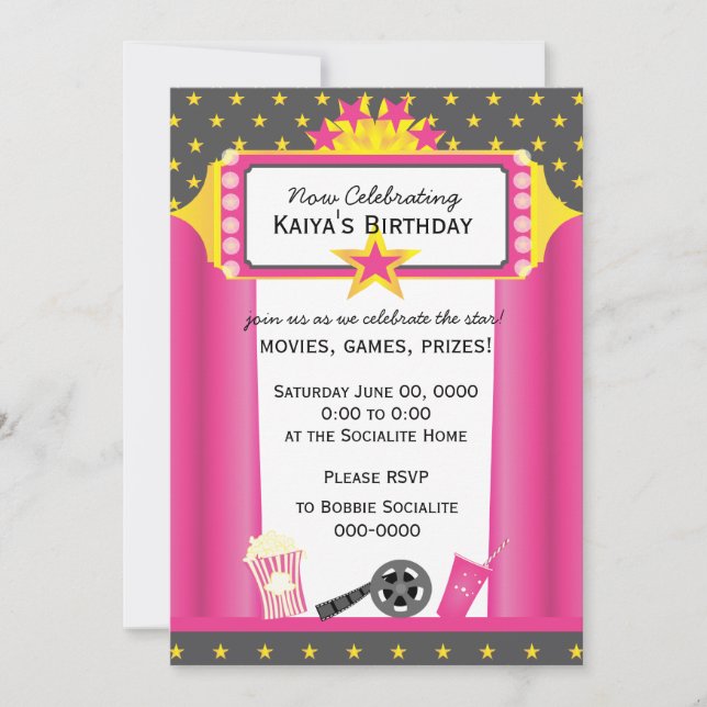 Movie Star! Invitation (Front)