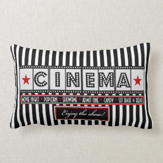 Movie Theatre Cinema Stripe Pillow- red accent Lumbar Pillow