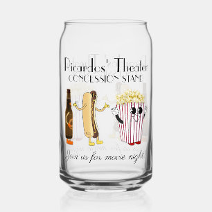 Movie Theatre Concession Stand Hotdog Popcorn Can Glass