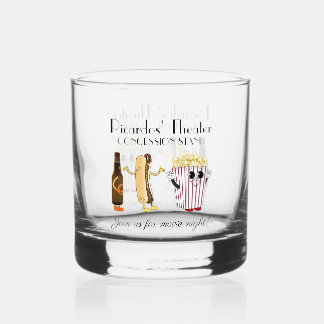 Movie Theatre Concession Stand Hotdog Popcorn Rock Whiskey Glass