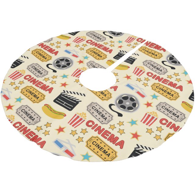 Movie Theatre Fun Pattern Brushed Polyester Tree Skirt (Angled)