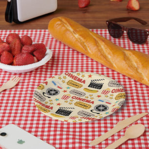 Movie Theatre Fun Pattern Paper Plate