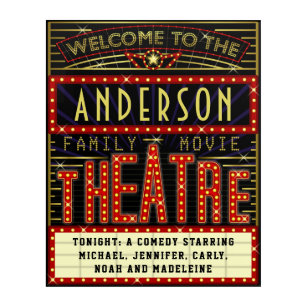 Movie Theatre Marquee Home Cinema   Custom Name Acrylic Print