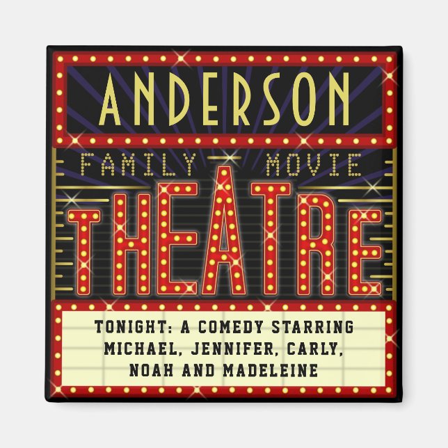 Movie Theatre Marquee Home Cinema | Custom Name Magnet (Front)