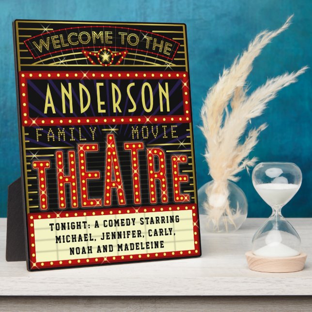 Movie Theatre Marquee Home Cinema | Custom Name Plaque (Side)