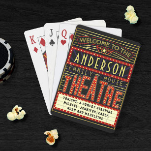 Movie Theatre Marquee Home Cinema   Custom Name Playing Cards