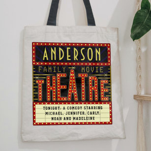 Movie Theatre Marquee Home Cinema   Custom Name Tote Bag