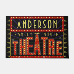 Movie Theatre Marquee Home Cinema   Custom Name V2 Doormat