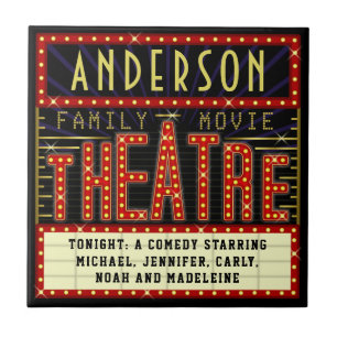 Movie Theatre Marquee Home Cinema   Personalized Tile