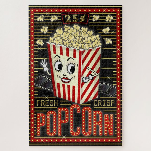 Movie Theatre Marquee Home Cinema Popcorn Jigsaw Puzzle (Vertical)