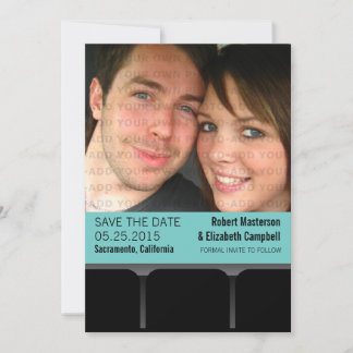 Movie Theatre Photo Save the Date Invite, Aqua