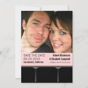 Movie Theatre Photo Save the Date Invite, Pink