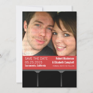 Movie Theatre Photo Save the Date Invite, Red