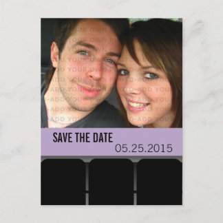 Movie Theatre Photo Save the Date Postcard, Lilac Announcement Postcard
