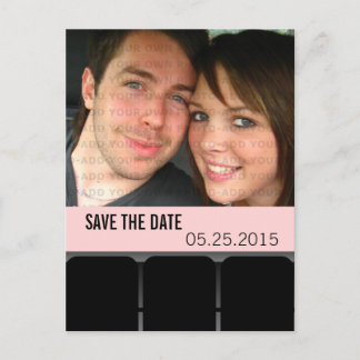 Movie Theatre Photo Save the Date Postcard, Pink Announcement Postcard