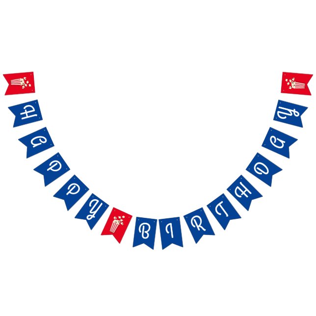Movie Theatre Popcorn Birthday Party Bunting Flags (All)