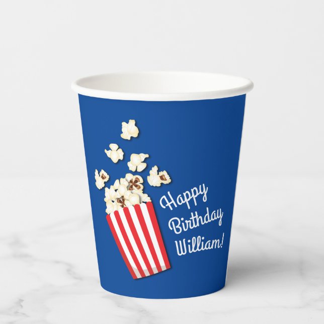 Movie Theatre Popcorn Birthday Party Paper Cups (Back)