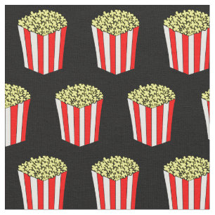 Movie Theatre Popcorn Box Retro Black Pattern Fabric