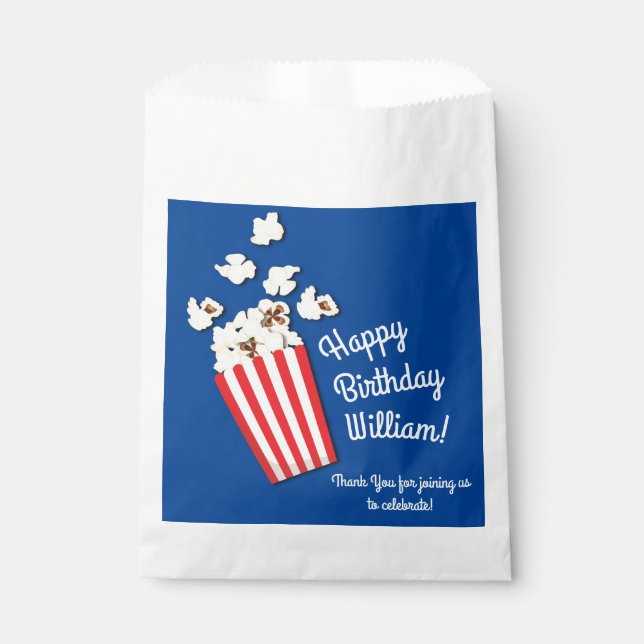 Movie Theatre Popcorn Favour Bag (Front)