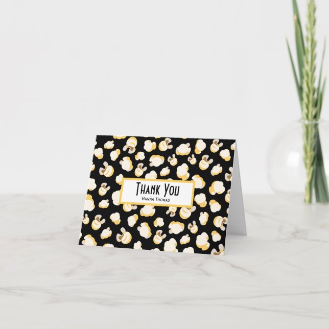 Movie Theatre Popcorn Pattern Birthday Thank You (Front)