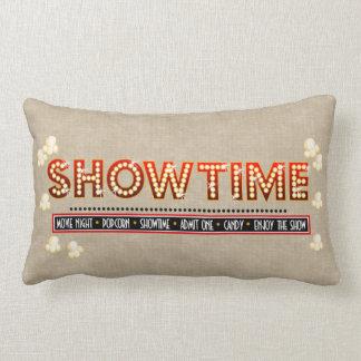 Movie Theatre Showtime Pillow- beige background Lumbar Pillow