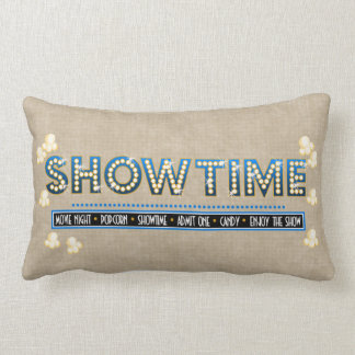 Movie Theatre Showtime Pillow- Blue Accent Lumbar Pillow