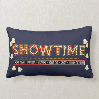 Movie Theatre Showtime Pillow- Navy background Lumbar Pillow