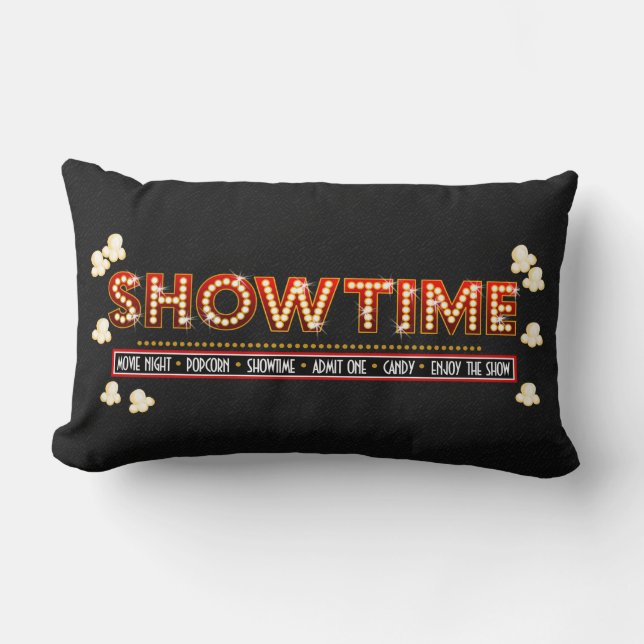 Movie Theatre Showtime Pillow- red and gold Lumbar Pillow (Front)
