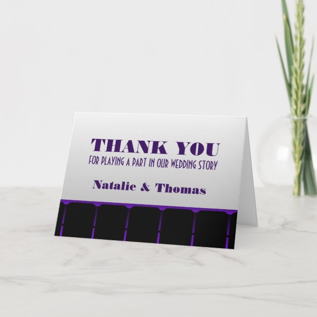 Movie Theatre Thank You Card, Purple (Front)