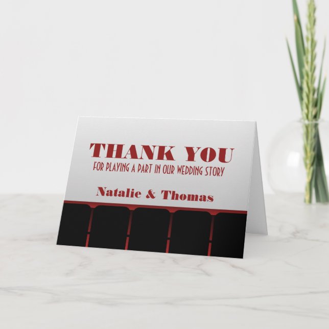 Movie Theatre Thank You Card, Red (Front)