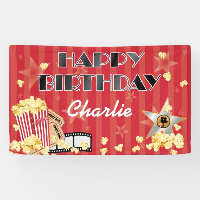 Movie Theatre Theme Birthday Banner (Horizontal)