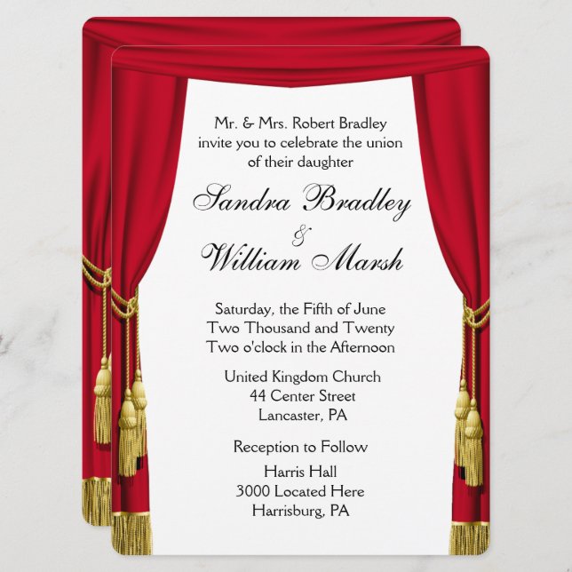 Movie  / Theatre Theme Wedding Invitation (Front/Back)