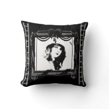 Movie Theatre Throw Pillow in Black and White