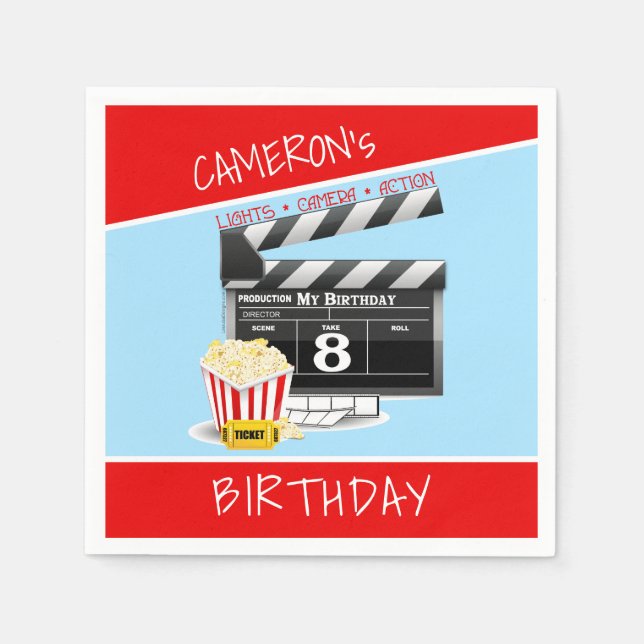 Movie Theme 8th Birthday Napkin (Front)