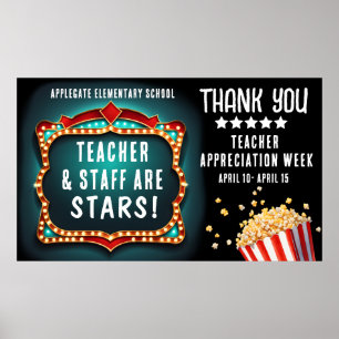 Movie Theme Teacher Appreciation Week Banner Poster