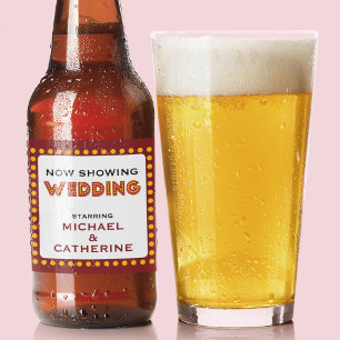 Movie Theme Wedding Marquee Sign with Names Beer Bottle Label