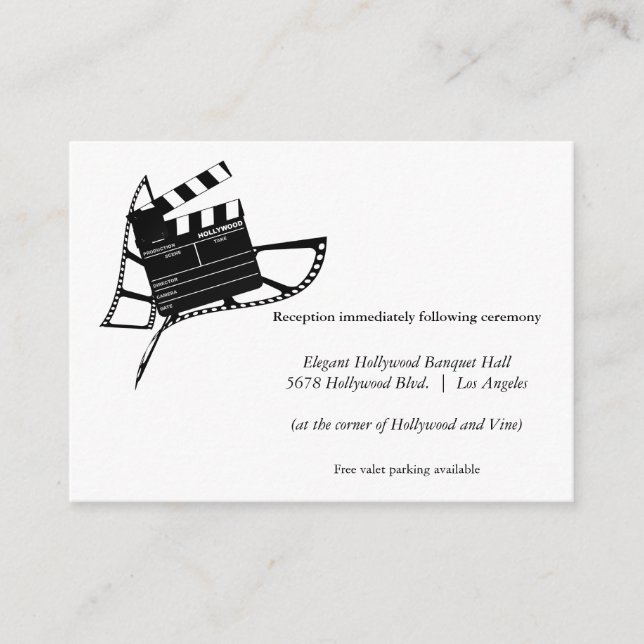 Movie Themed Silhouette Wedding Reception Card (Front)