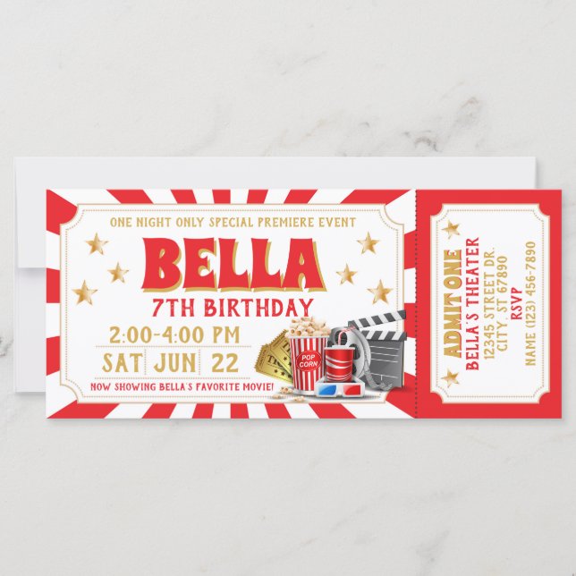 Movie Ticket Birthday Invitation (Front)