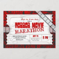Movie Ticket Horror Movie Party Admission Invite
