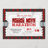 Movie Ticket Horror Movie Party Admission Invite