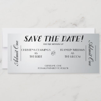 Movie Ticket Save the Date Announcement (Silver)