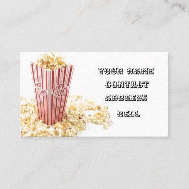 MOVIE TIME POPCORN SNACK BUSINESS CARD (Front)