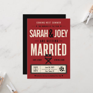 Movie Trailer Theater Cinema Red Save the Date Invitation