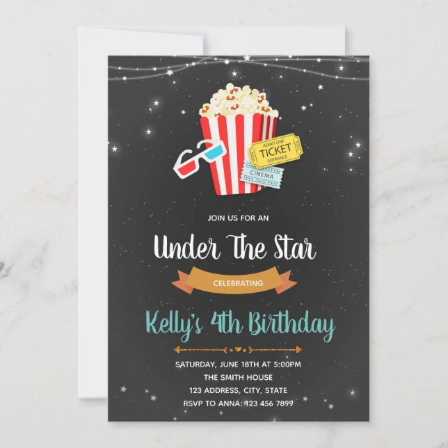 Movie under the stars party invitation (Front)