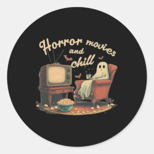 Movies And Chill Ghost  Classic Round Sticker