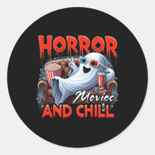 Movies And Chill Spooky Ghost Movie Lovers Gifts Classic Round Sticker