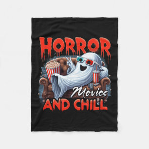 Movies And Chill Spooky Ghost Movie Lovers Gifts Fleece Blanket