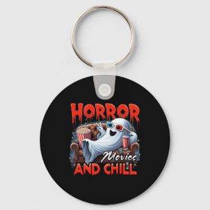 Movies And Chill Spooky Ghost Movie Lovers Gifts Keychain